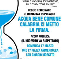 Domencia 17 marzo si parla di Acqua Pubblica a San Giorgio Morgeto